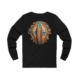 Custom Waverider Coffee Company Wood Surfboard Art Logo Designed Jersey Long Sleeve Tee