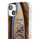 Surf-Inspired Flexi Cases for Coffee Lovers | Waverider Design, Beach Vibes, Gift for Surfers, Phone Accessory, Coastal Decor