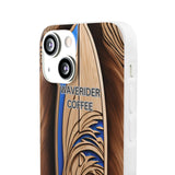 Surf-Inspired Flexi Cases for Coffee Lovers | Waverider Design, Beach Vibes, Gift for Surfers, Phone Accessory, Coastal Decor