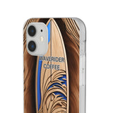 Surf-Inspired Flexi Cases for Coffee Lovers | Waverider Design, Beach Vibes, Gift for Surfers, Phone Accessory, Coastal Decor