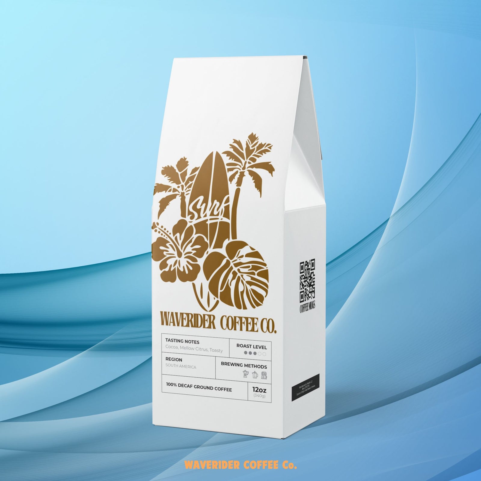 WAVERIDER COFFEE COMPANY TRAPPER PEAK DECAF COFFEE BLEND MEDIUM