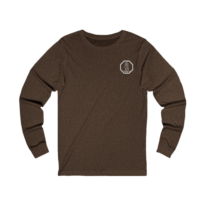 Custom Waverider Coffee Company Wood Surfboard Art Logo Designed Jersey Long Sleeve Tee